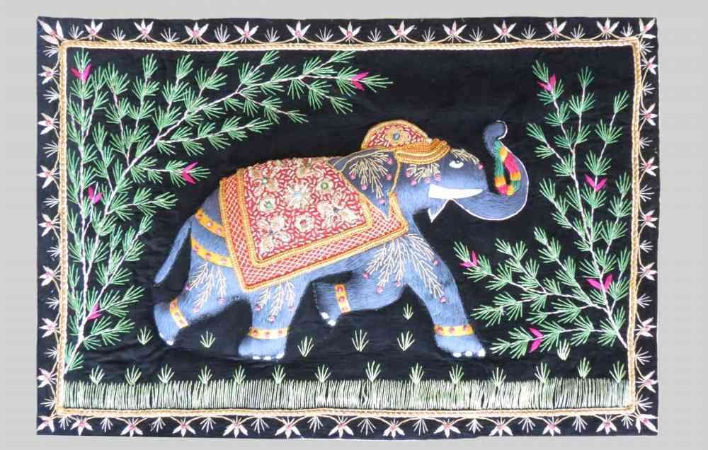 Hand Embroidered Elephant Indian Wall Hangings