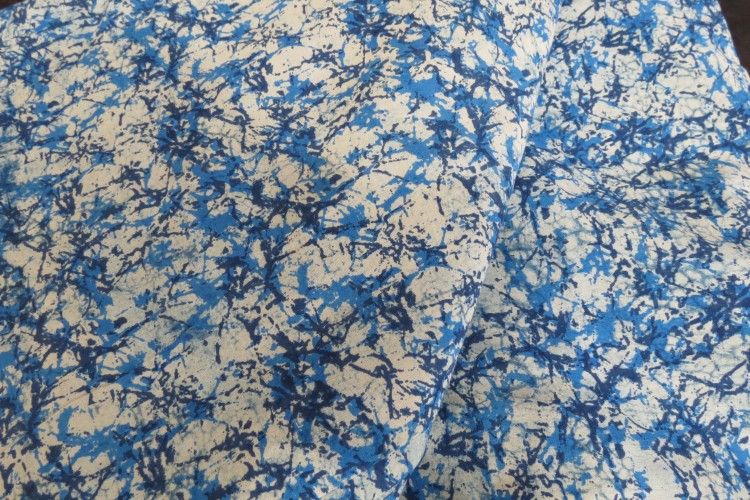 Marbled Indigo Indian Block Print Fabric