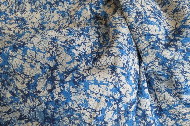 Marbled Indigo Indian Block Print Fabric