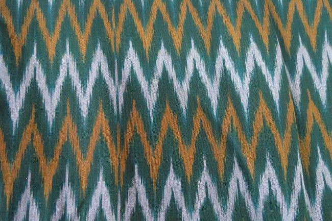 Dark Green Ikat Fabric By The Yard