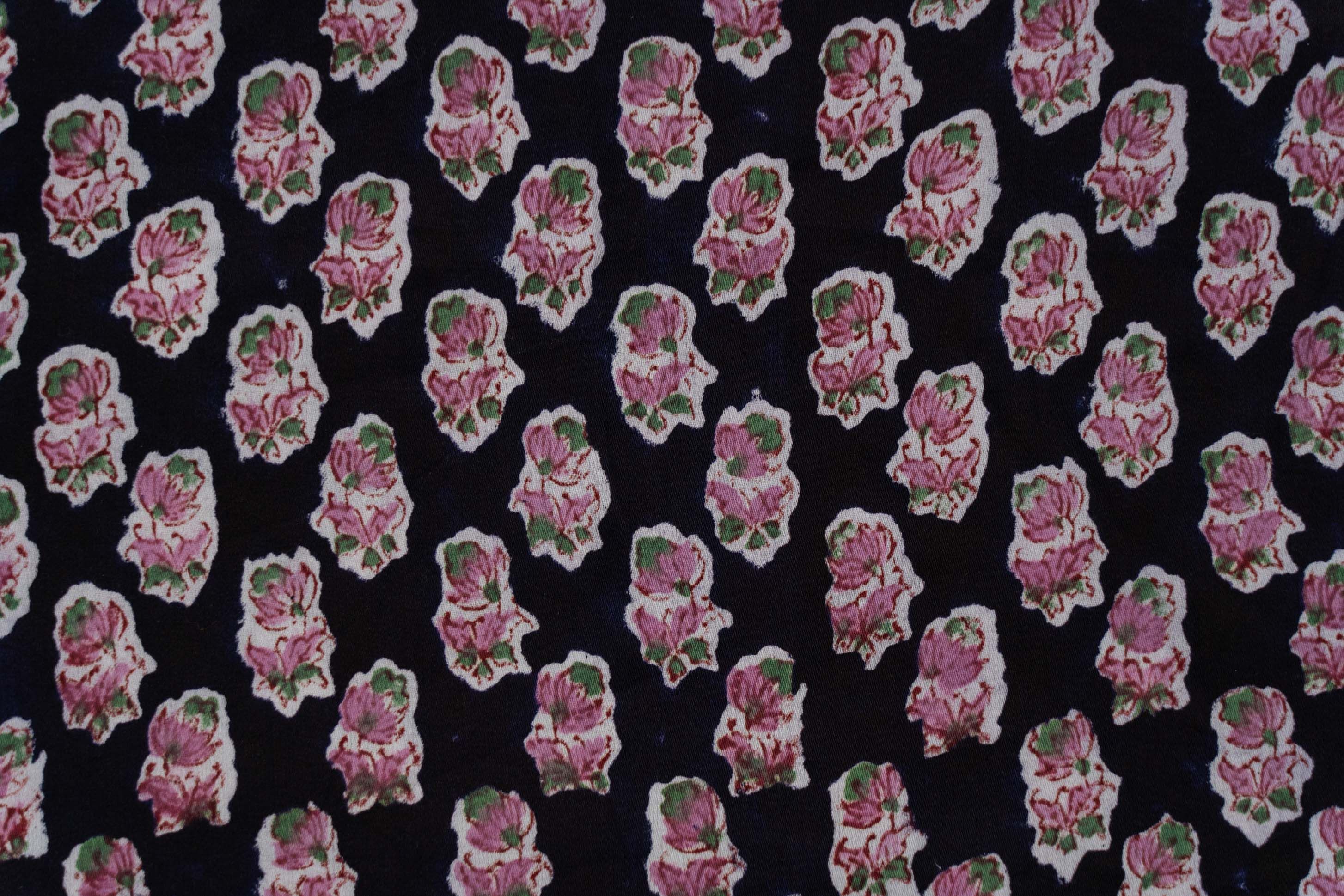 Bean Floral Hand Block Printed Fabric