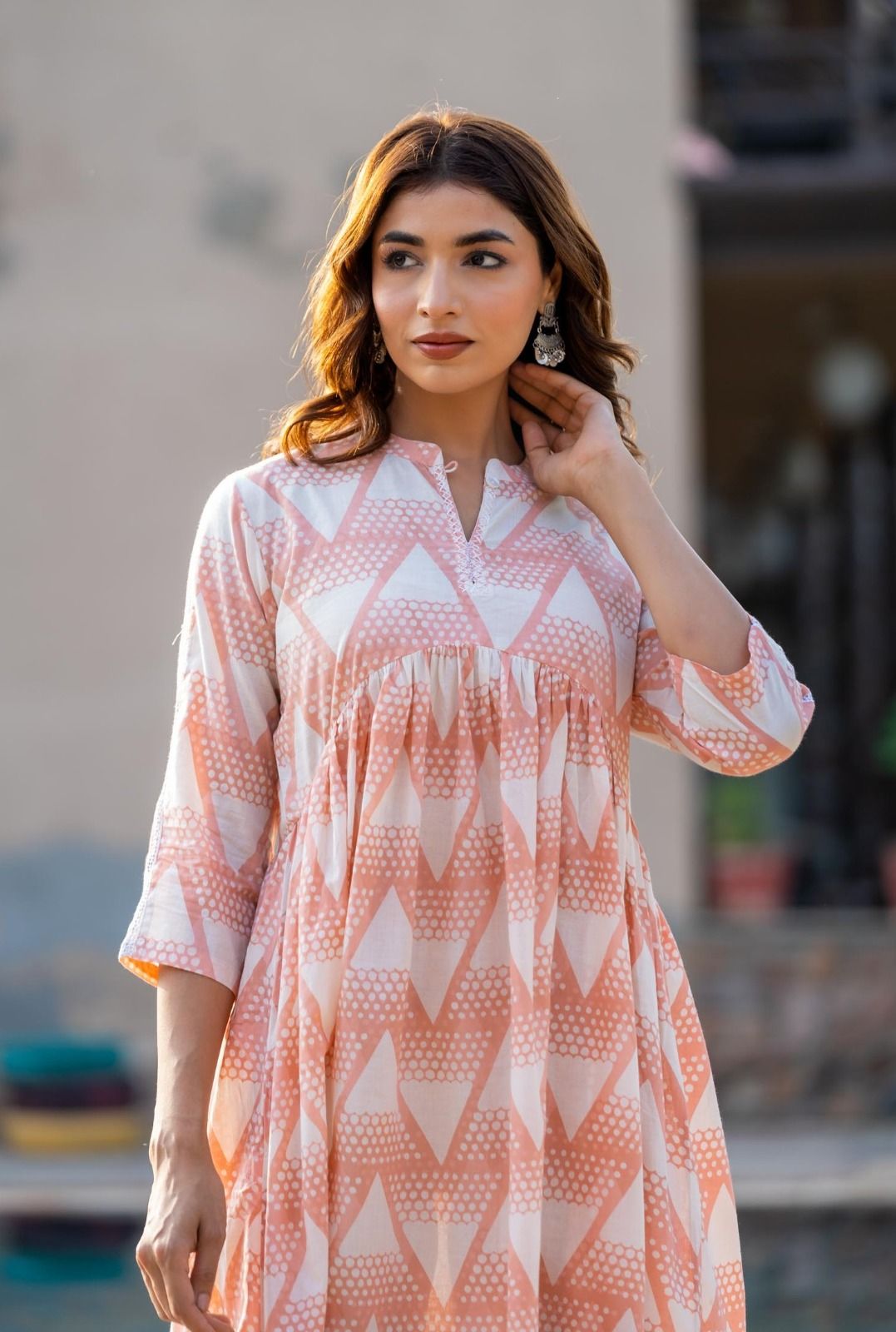 Peach Lace Kurta