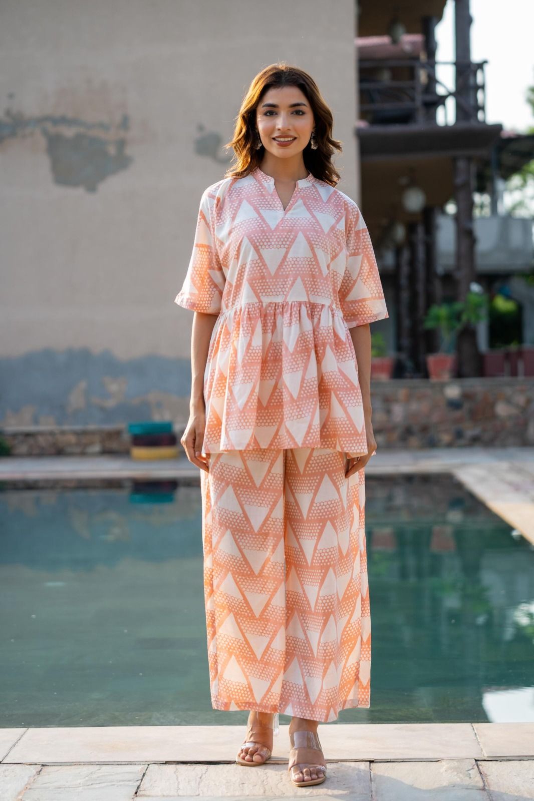 Peach Printed Top