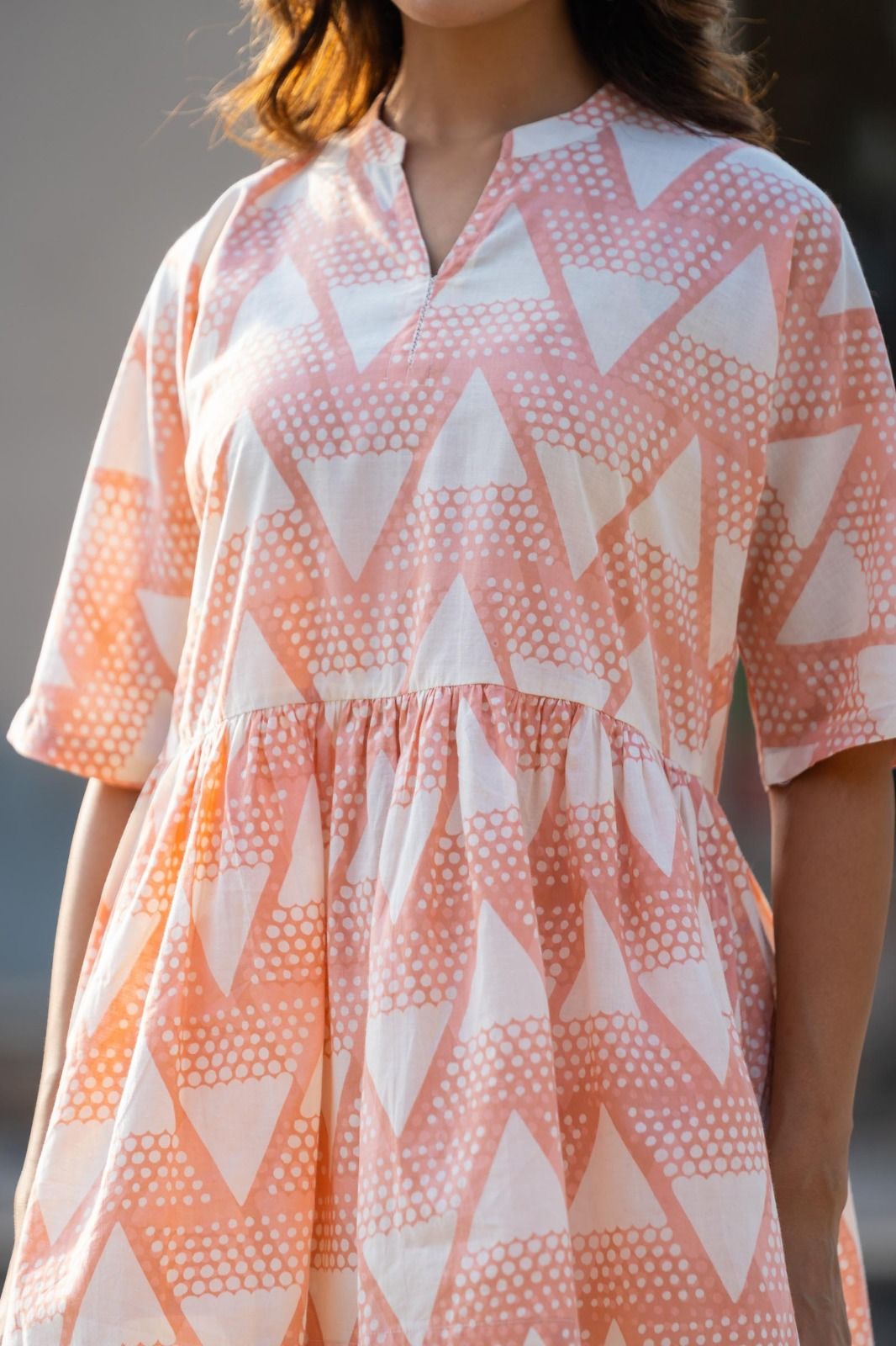 Peach Printed Top