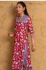 Red Blue Block Printed Kurta 