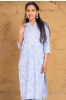 Ice Blue Block Printed Kurta 