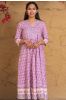 Violet Block Printed Cotton Kurta 