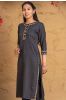 Golden Black Embroidered Kurta 