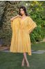 Mango Yellow Embroidered Dola Silk Kaftan