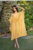 Mango Yellow Embroidered Dola Silk Kaftan