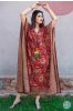 Brick Red Floral Block Print Cotton Kaftan