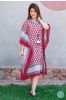 Red Bordered Block Print Kaftan 