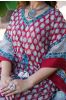 Red Bordered Block Print Kaftan 