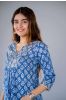 Blue Block Printed Kurta Pant Set