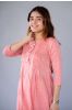 Peach Embroidered Khari Cotton Kurta 