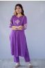 Purple Embroidered Kurta Pant Set