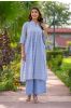 Blue Printed Lace Kurta 