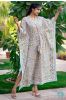 Blue Peach Block Printed Cotton Kaftan Dress