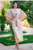 White Block Printed Cotton Kaftan Dress