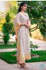 White Block Printed Cotton Kaftan Dress