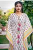 White Block Printed Cotton Kaftan Dress