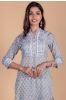 Grey Floral Block Printed Kurta 