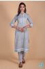 Grey Floral Block Printed Kurta 