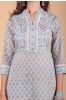 Grey Floral Block Printed Kurta 