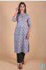 Ash Grey Block Printed Kurta 