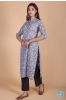 Ash Grey Block Printed Kurta 