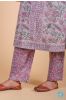 Lavender Fog Block Printed A Line Kurta Set 