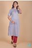 Winter Blue Block Printed Kurta 