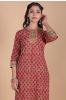 Brick Red Block Printed Kurta 