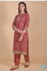 Brick Red Block Printed Kurta 