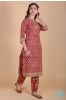 Brick Red Block Printed Kurta 