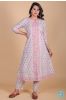 Rose Pink Block Printed A Line Kurta 