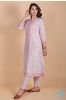 Rose Pink Block Printed A Line Kurta 