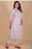 Carnation Pink Block Printed A Line Kurta  