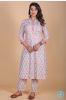 Carnation Pink Block Printed A Line Kurta  