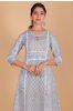 Illusion Grey Block Printed A Line Kurta Set