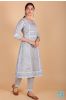 Illusion Grey Block Printed A Line Kurta Set