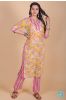 Yellow Floral Block Printed Kurta