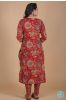 Carmine Red Floral Block Printed Kurta 