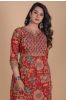 Carmine Red Floral Block Printed Kurta 