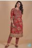 Carmine Red Floral Block Printed Kurta 