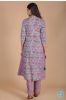 Lavender Floral Block Printed A Line Kurta 