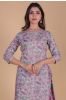 Lavender Floral Block Printed A Line Kurta 