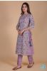 Lavender Floral Block Printed A Line Kurta 