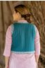 Teal Green Embroidered Sleeveless Jacket