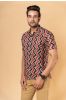 Bagru Red Block Printed Men Shirt